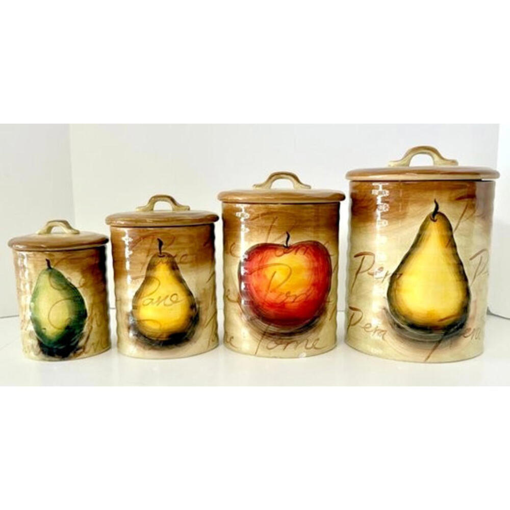 Tabletops‎ Unlimited Fruition Hand Painted Canisters Set of 4